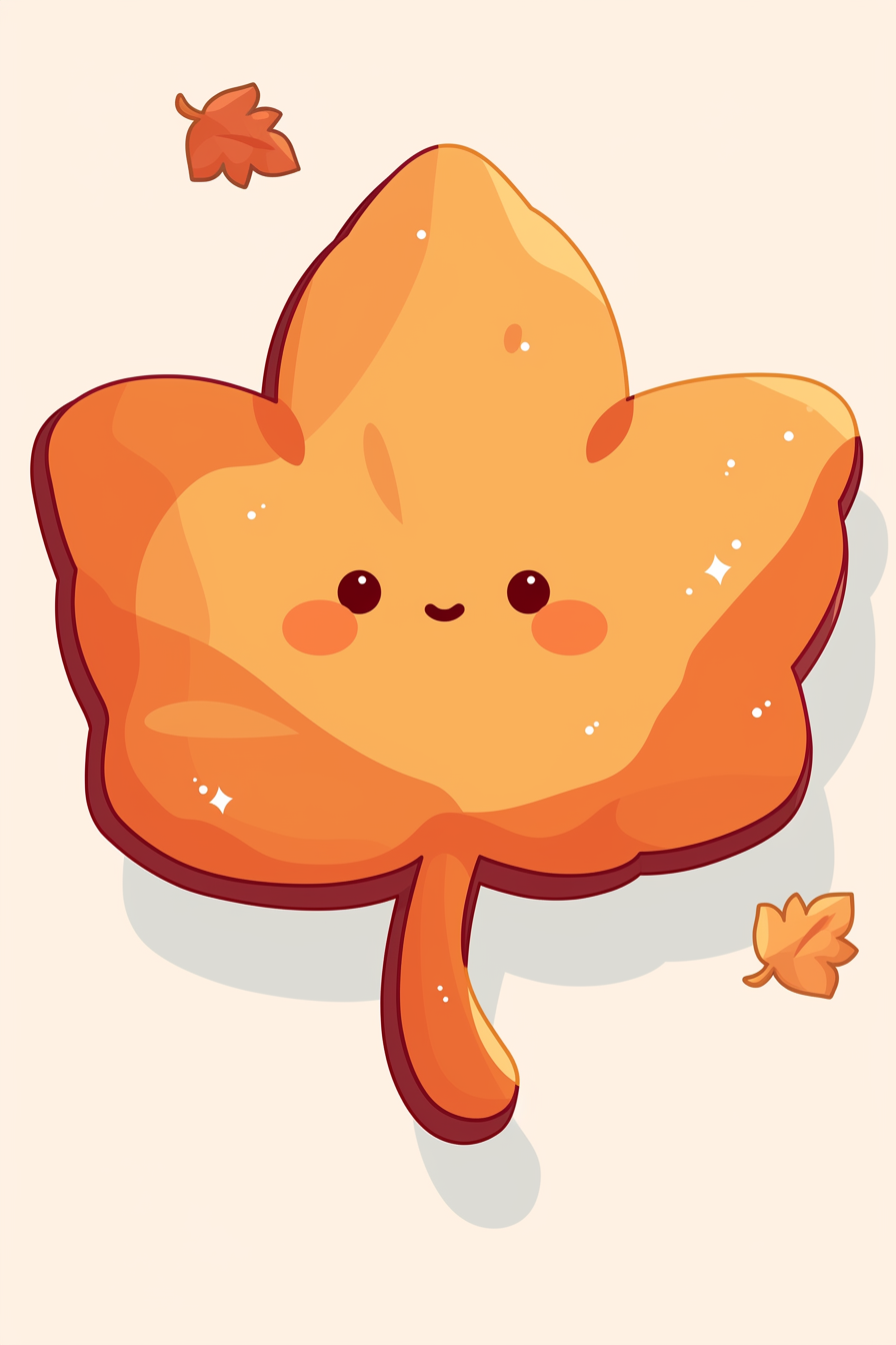 thanksgiving food drawing ideas featuring a cute maple leaf cookie with a smiling face, surrounded by small autumn leaves.